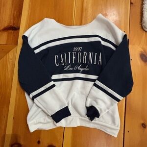 California Los Angeles Women's Crew Neck Sweater - Navy and White